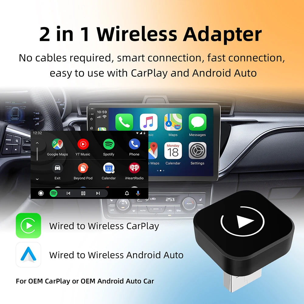Wireless CarPlay & Android Auto Smart Adapter