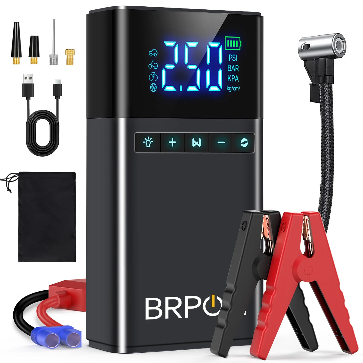 4-in-1 Emergency Car Jump Starter & Tyre Inflator